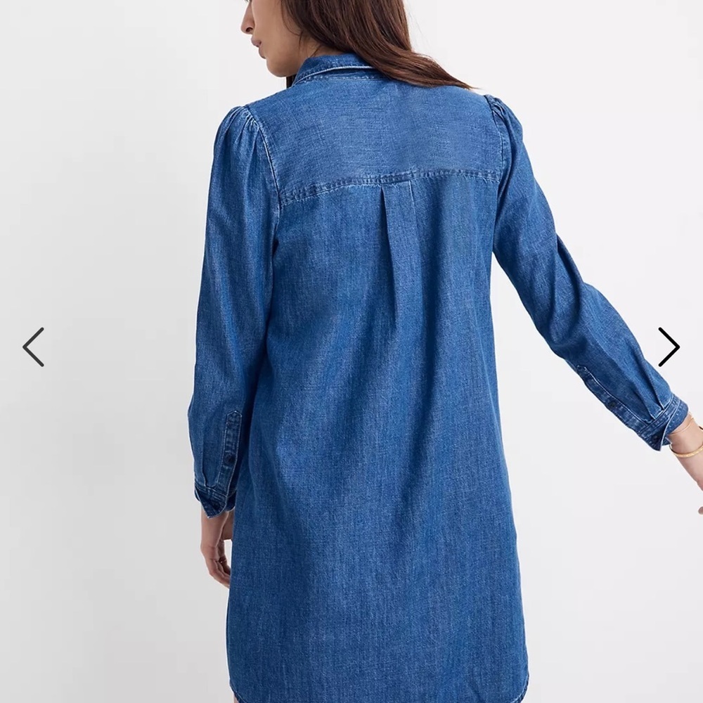Denim Puff-Sleeve Shirtdress In Harris Wash Size S View 2